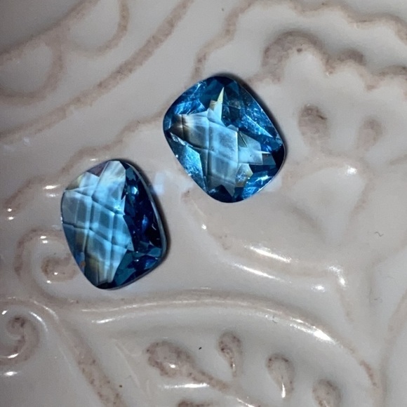 Ocean Blue Topaz Cushion Gemstone Sterling Silver Earrings 8Ct Sparkle Shimmer - Picture 15 of 15